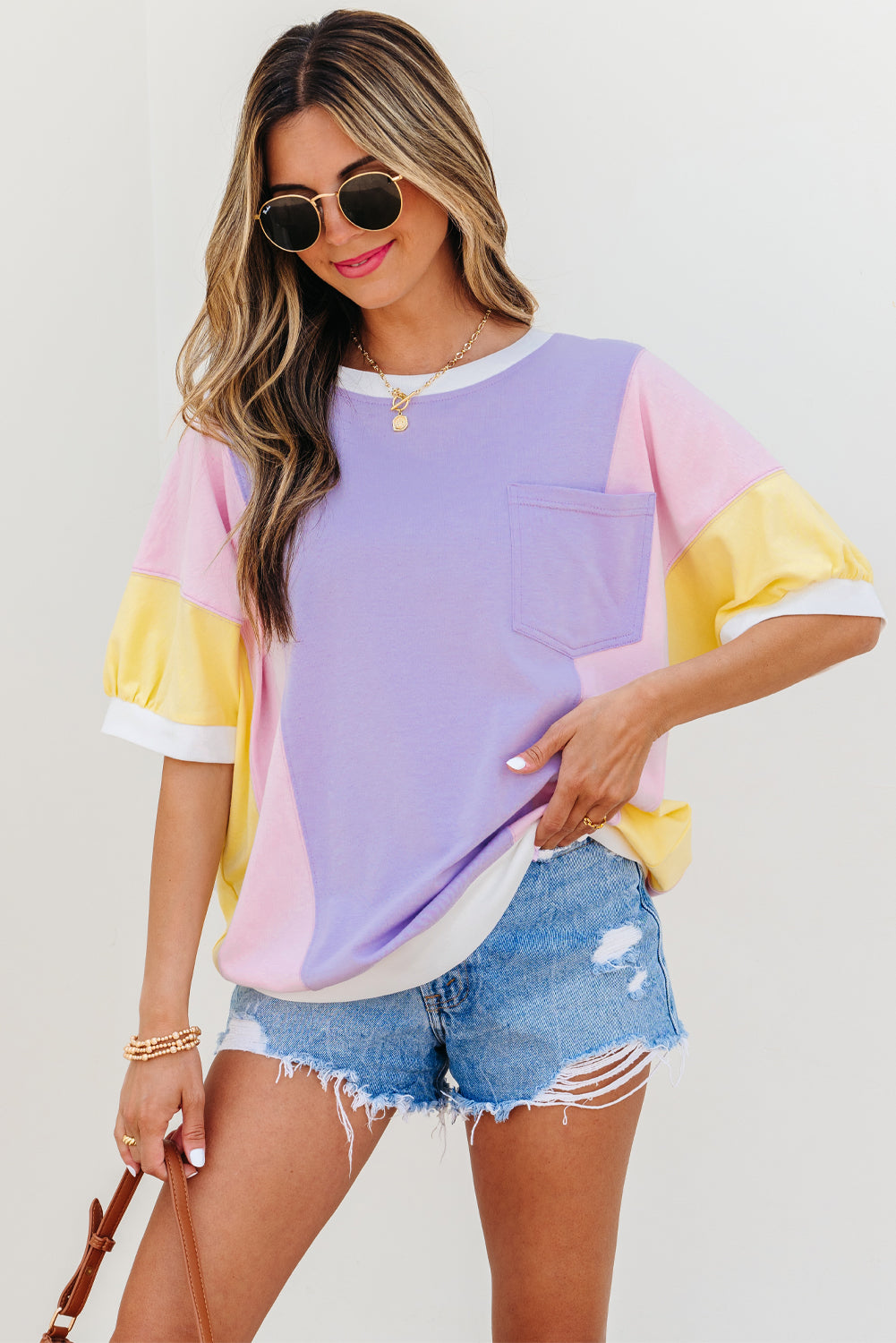 💜Lavender Tide Colorblock Tee🌊