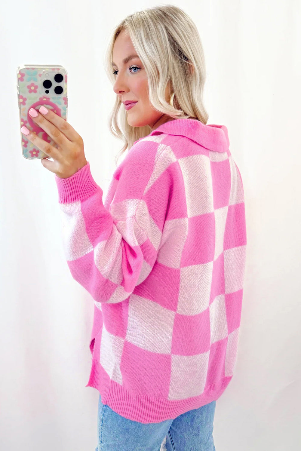 💗Blush Harbor Checkerboard Sweater⛵