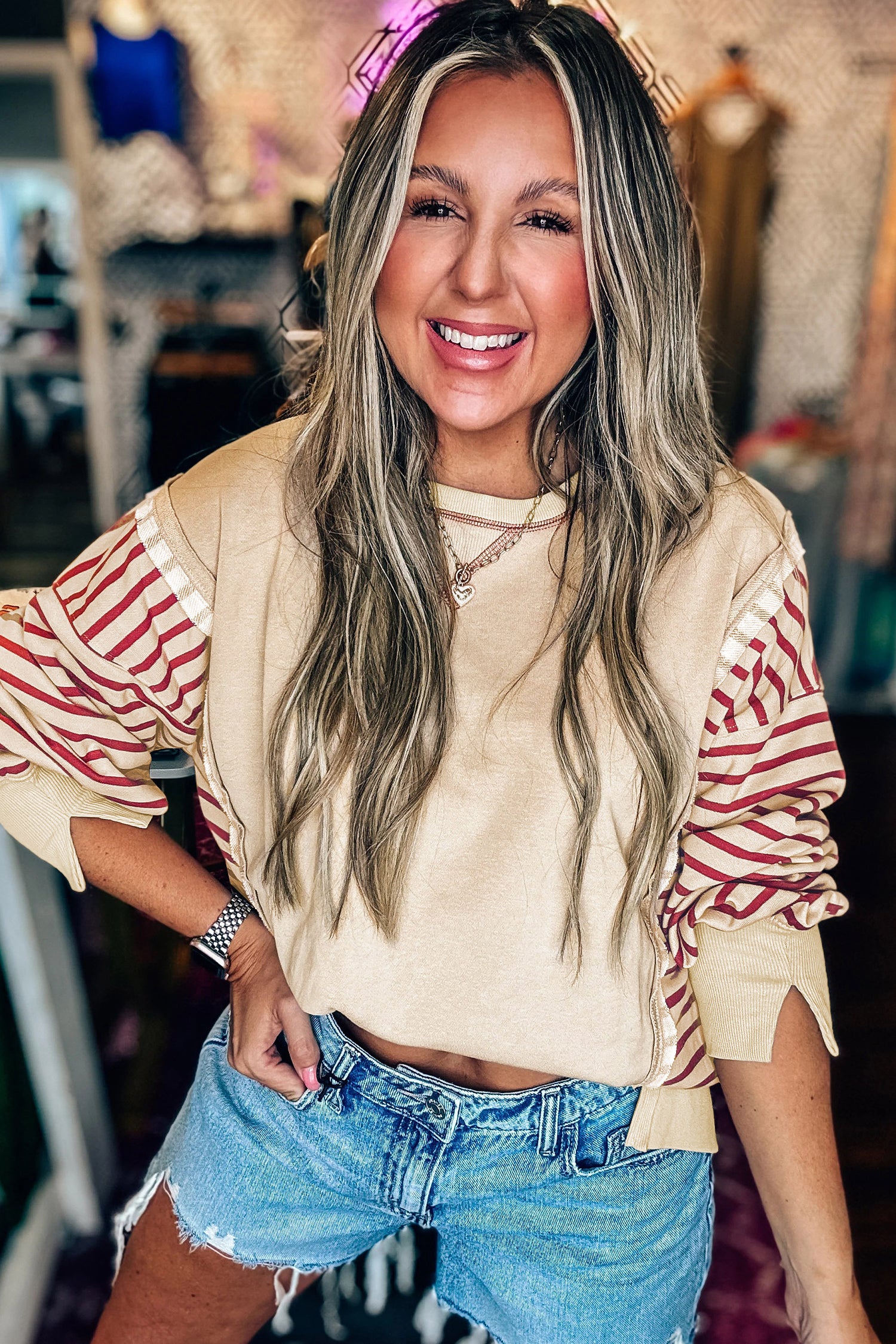 Tide Shift Patchwork Knit Top