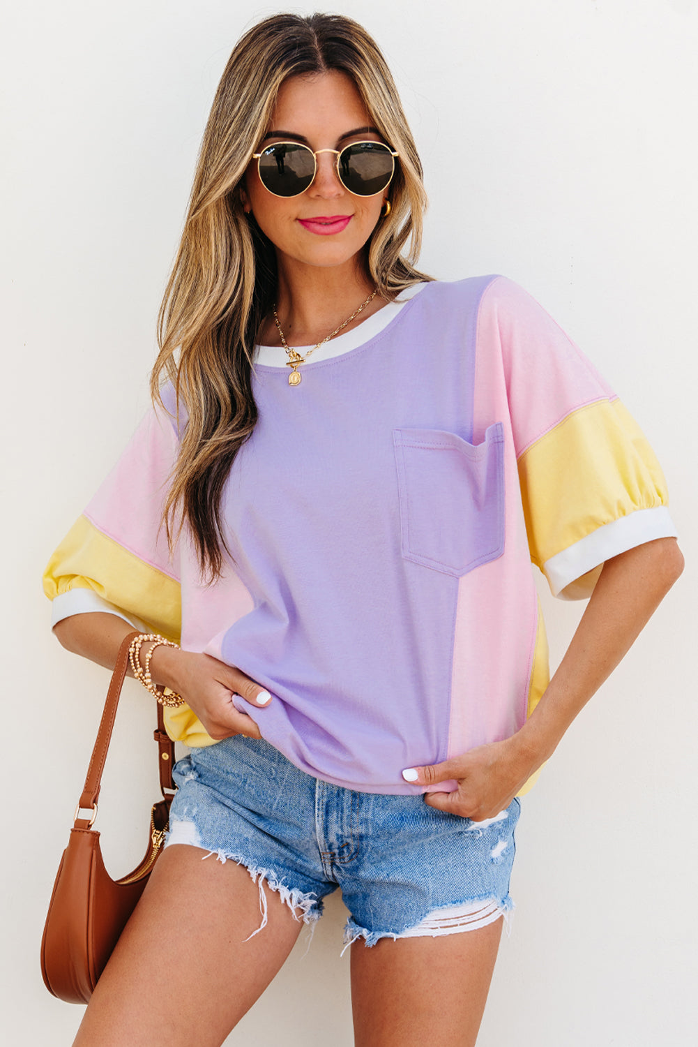 💜Lavender Tide Colorblock Tee🌊