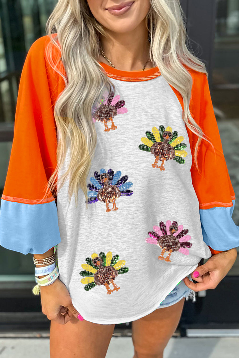 🦃 Shimmer & Stuffing Raglan Tee