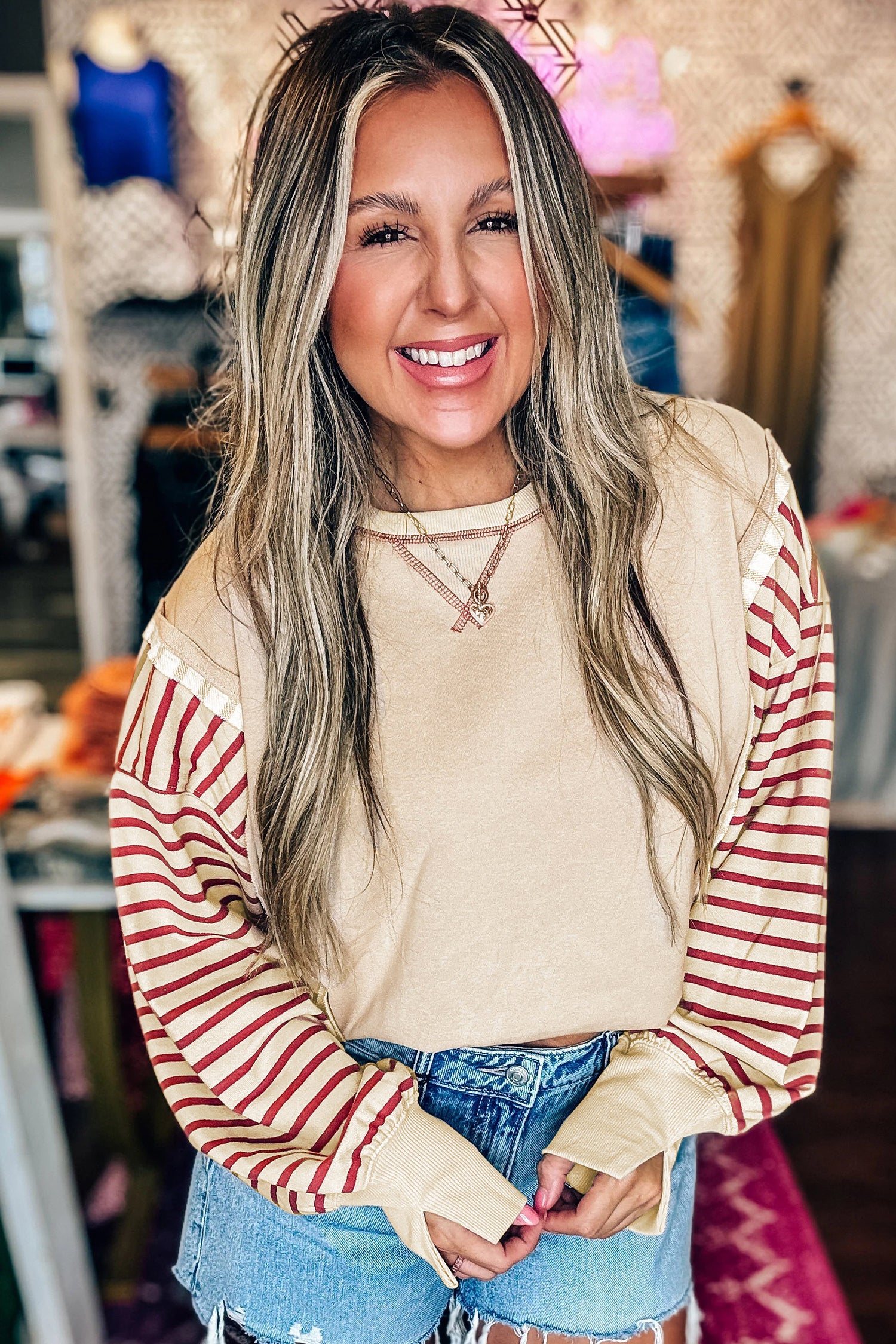 Tide Shift Patchwork Knit Top