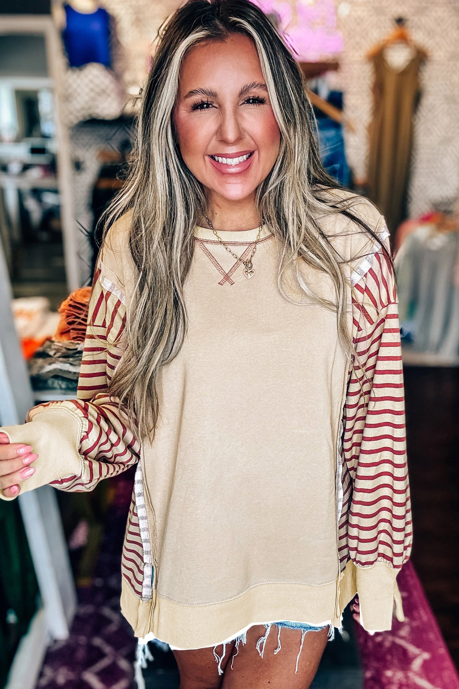 Tide Shift Patchwork Knit Top