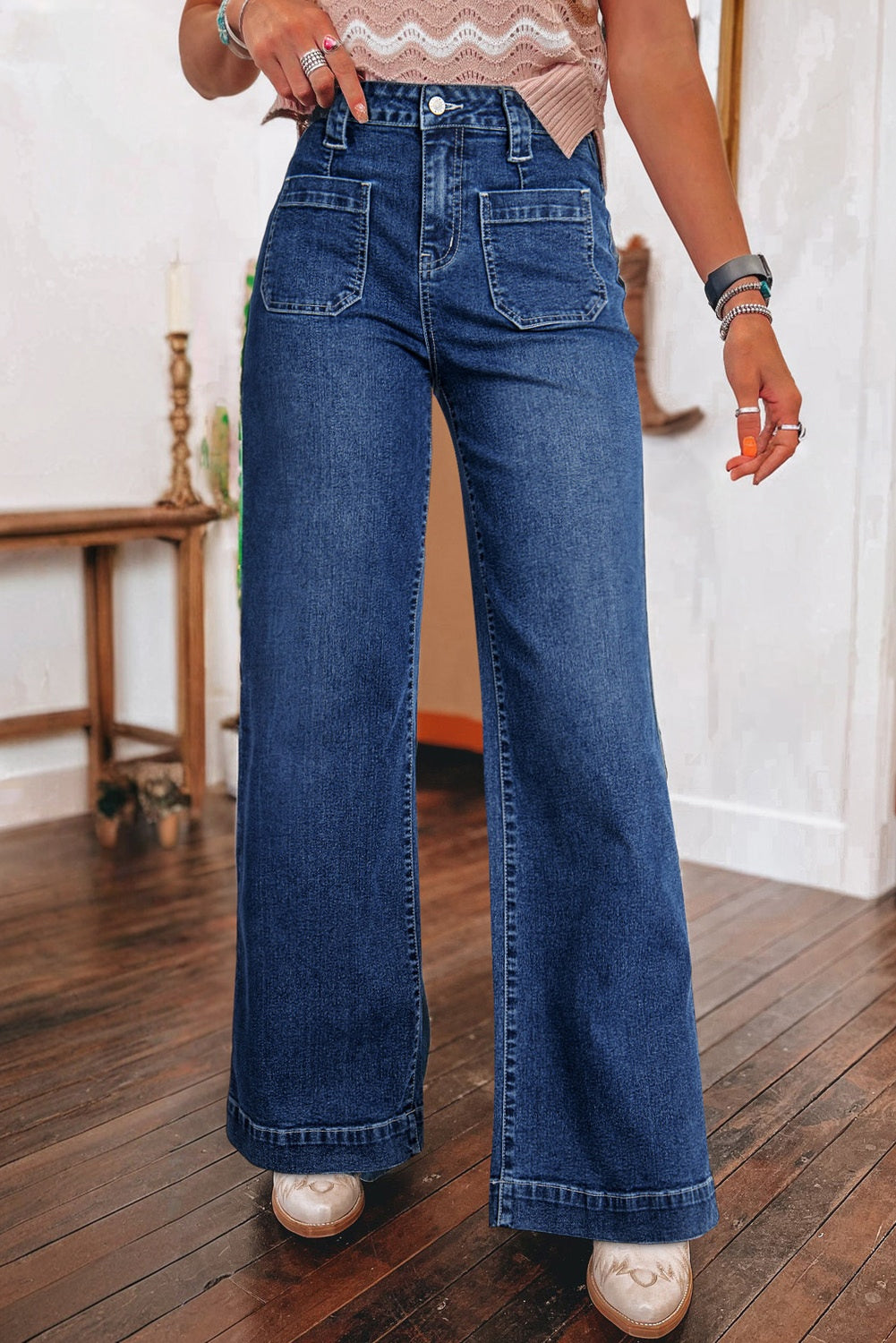 ⛵Sail Away High-Waist Wide Leg Jeans💙