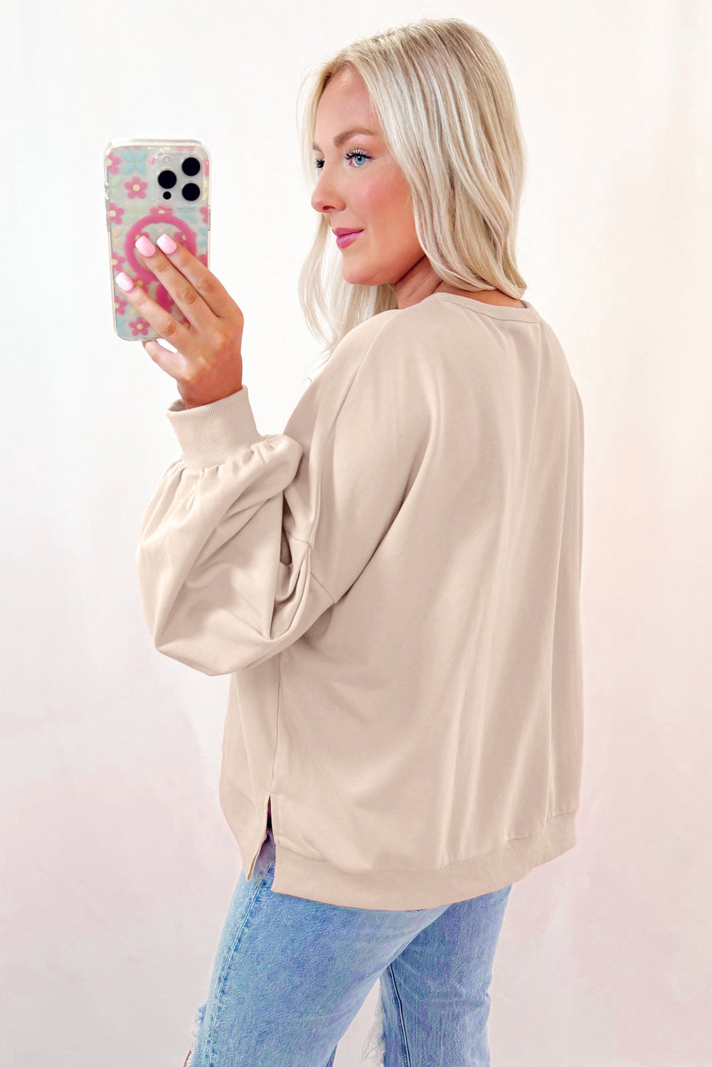 🐚Seafoam Bow Lantern Pullover🎀