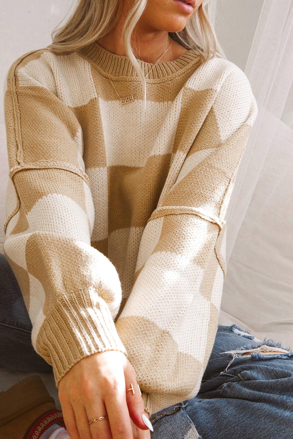 💗Tide Treasure Checkered Sweater🌊